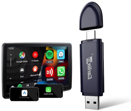 CarlinKit MINISE Pro Adaptateur 2-en-1 CarPlay et Android Auto sans Fil - Convertit Le Filaire en sans Fil, Connexion Automatique, Transmission Stable 5G, pour Voitures avec systèmes filaires d'usine