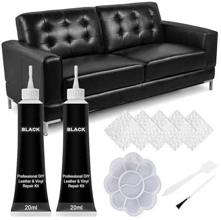 Cutiolly Leder Reparatur Set,2pcs Lederfarbe Schwarz,Lederreparatur Creme,Kunstleder Reparaturset,Leder Kratzer Reparatur Paste,Flüssigleder,Lederbalsam,Leder Reparatur,für Leder Restaurierung