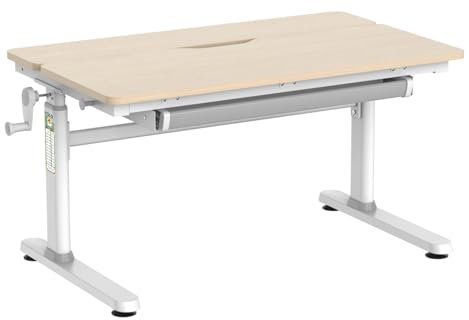HOKO Kinderschreibtisch, Schreibtisch Kinder 100x60cm, Kinderschreibtische Höhenverstellbar 54-76cm, für Kinder ab 6 Jahren, neigbare Tischplatte mit Schubladen, belastbar bis 100 kg (Holz,Luca)