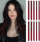 10 Stück Haarsträhnen zum Einklipsen | 55 cm Farbige Clip in Extensions | Langes glattes Bunte Haarsträhnen Kinder | Haarschmuck Mädchen (Schwarz-Rot-Weinrot-Farbverlauf)
