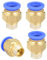 TA-VIGOR Lot de 4 raccords pneumatiques de 12 mm, filetage mâle G1/4, raccord droit à connexion rapide, connecteurs de ligne d'air pour systèmes pneumatiques et compresseurs d'air