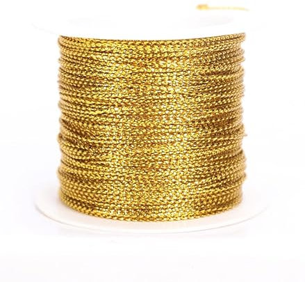 YKAFADE 1 rotolo di cordoncino dorato metallizzato, 1 mm, 20 m, filo metallico per fai da te, per carta da regalo, decorazione, artigianato, Natale, decorazione di gioielli