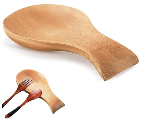 Wooden Spoon Rest, Modern, Rustic & Smooth Spoon Holder for Stove, Farmhouse Utensil Rest for Spatula, Brush or Tong, Kitchen Counter Decoration, Wooden, Holder