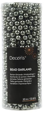 Kaemingk Perlenkette Kunststoff 8mm x 10 Meter Weihnachtsbaum Deko - Perlengirlande - Christbaumschmuck & Weihnachtsdeko - Zart Grau