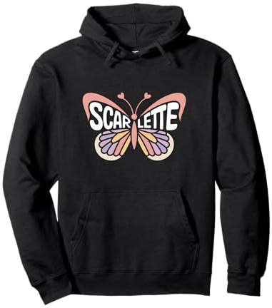 Papillon écarlate – Word Art personnalisé avec nom Mignon Sweat à Capuche