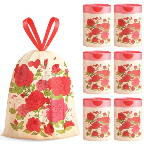 Bin Bags Rose Scented Small 2.6Gallon Trash Bags 10-15L Bin Liners with Drawstrings 180PCS for Home Office Kitchen & Bathroom that Leaves Your Swing Bin Smelling Fresh Beautiful Print 45 * 50CM