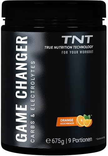 TNT Game Changer - Carbs & Electrolytes - 675g - Orange | 100% Vegan - Wie ein isotonisches Elektrolytgetränk - Mit Kalzium, Magnesium, Kalium, Maltodextrin & Dextrose - Für Sportler