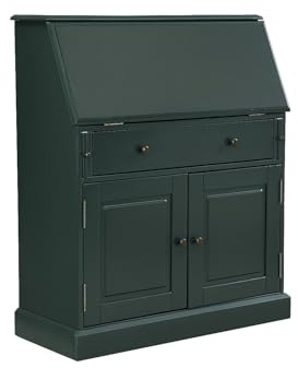 Vente-unique-Sekretär - MDF & Kiefernholz - Dunkelgrün - CLEORE