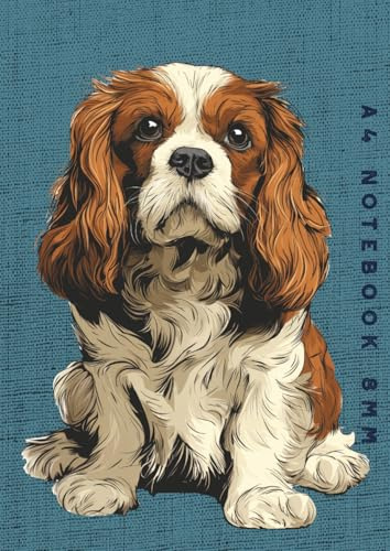 A4 Notebook 8mm: Red and White Cavalier King Charles Spaniel