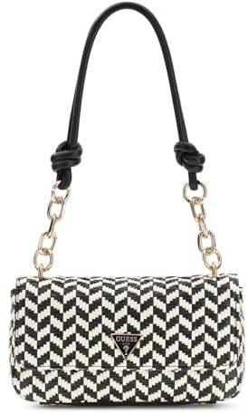 GUESS Schultertasche Tessi Flap Shoulder Bag Black Multi schwarz weiß