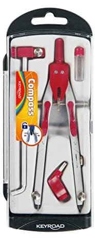 KEYROAD Metall Zirkel Schule Zirkelkasten im Etui/Professionelle Geometrie Zeichnen/Kunststoffbox/Mehrfarbig/Schulzirkel Compass Pencil