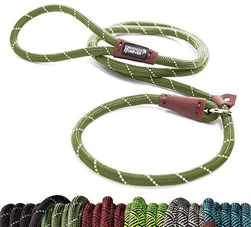 Friends Forever Extremely Durable Dog Rope Leash, Premium Quality Mountain Climbing Rope Lead, Strong, Sturdy Comfortable Leash Supports the Strongest Pulling Large Medium Dogs 6 feet, Olive