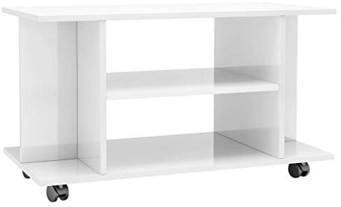 vidaXL TV Schrank mit Rollen Lowboard Fernsehtisch TV Möbel Board Fernsehschrank Sideboard HiFi-Schrank Hochglanz-Weiß 80x40x40cm Holzwerkstoff
