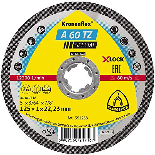 NEU! Klingspor A 60 TZ Special Trennscheibe | 125 x 1 x 22,23 mm | X_LOCK | 25 Stück | gerade
