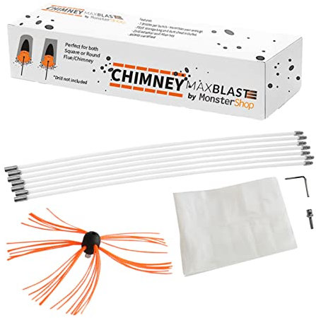 Kit de ramonage 8m Nylon Flexible Hérisson de Ramonage Synthétique Nettoyage Poêle Entrainement Perceuse Électrique