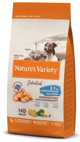 7kg Natures variety selected adult mini norwegian salmon dog food
