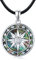Kompass Halskette 925 Sterling Silber Wikinger Abalone / Malachit Anhänger Vegvisir Kette Schmuck Geschenke für Damen Herren mit 50 cm Lederseil