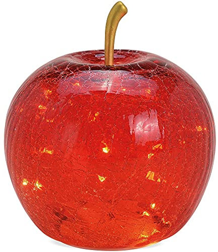 matches21 Apfel mit 20er LED Lichtern & Timer Deko Glasapfel Dekofigur Dekolicht Wohndeko rot 1 STK Ø 16 cm
