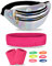 80,90er Jahre Gürteltasche Damen Bauchtasche Metallic 3 Fächer Schultertaschen mit Rosenrot Armbänder und Stirnband, Neon-Haargummi für 80er 90er Kostüm Fasching Karneval