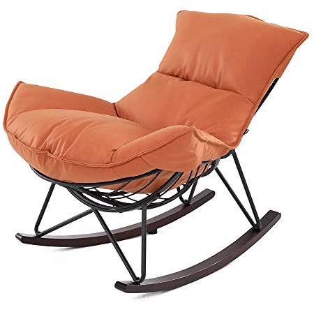 Mingone Schaukelstuhl Wohnzimmer Design Relaxliege Schaukelsessel Modern Relaxssessel für Wohnzimmer Schlafzimmer,Orange