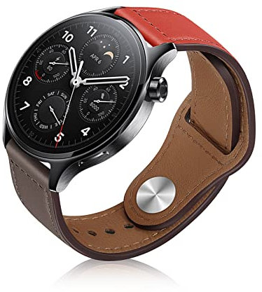 ToVioc 22mm Correa Compatible con Xiaomi Watch S4/S4 Sport/S3/S1 Pro, Correa de Repuesto de Cuero Adecuada para 46mm of Huawei Watch GT 6/GT 6 Pro/GT 5/GT 5 Pro, Ultimate 2/1 - Rojo Gris