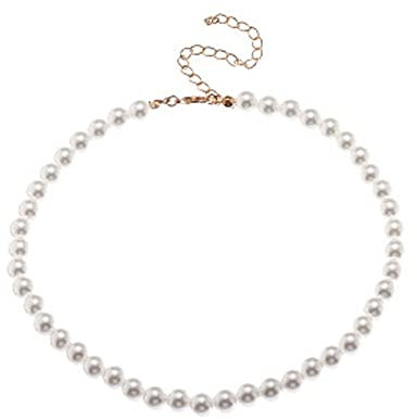 fdsmall fdmall Perlenkette 1920er Jahre Frauen Halskette Perle Modeschmuck (5MM)
