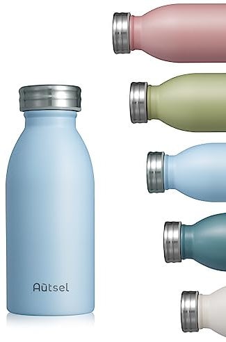 Autsel Stainless Steel Water Bottle 350ml Double Walled Vacuum Insulated Metal Water Bottle Leakproof Sports Flask Bottle BPA Free