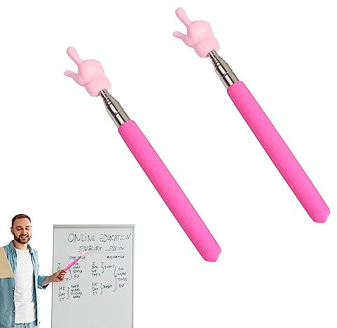 Taicols 2 Stücke Zeigestab Ausziehbar, Ausziehbare Hand Zeiger Finger Zeigestock, Teleskop Lehrer Zeiger für Klassenzimmer Präsentation Ausziehbarer Zeigestab (Rosa)