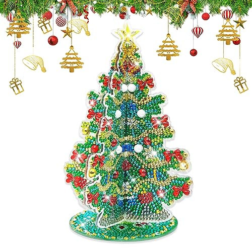 Diamond Painting Weihnachten Weihnachtsbaum Aufsteller, Doppelseitige 5D Diamant Painting Weihnachten Daiments Painting Diamant Malerei für Weihnachts Dekoration Geschenke (Weihnachtsbaum)
