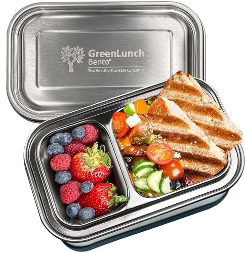 GreenLunch Bento Lonchera Bento de acero inoxidable, sin BPA, con cápsulas de aperitivos, a prueba de fugas y resistente a las grietas para adultos y niños con cierres a presión, perfecta para la