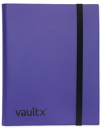 Vault X 9 Pocket Trading Card Strap Binder, 360 cards, Standard, 20 Side-Loading Pages, Folder for Collectible Card Games, Sports, TCG (Purple)