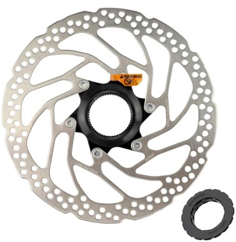 Yongness Fahrrad Center Lock Bremsscheibenrotor, kompatibel mit Shimano SM-RT30 Bremsscheibe 180mm Center Lock Scheibenbremsscheibe mit Verriegelungsabdeckung, geeignet für Rennräder, MTB, BMX