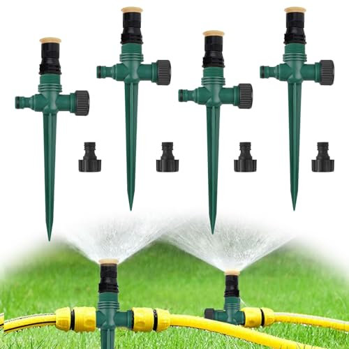4 Pezzi Irrigatore Giardino Regolabile, 360 ° Irrigatore D'acqua Rotante, Irrigatore per Prato, Sistema di Irrigazione Irrigatori Automatici per Prato, Giardino, Cortile (Verde)
