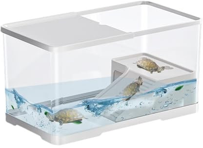 Kleines Schildkrötenbecken Mit Deckel Schildkrötenaquarium Mit Schwimmender Plattform Acryl Reptilien Terrarium Transportbox Reptilien Aufzuchtbox Für Spinnen, Gehörnte Frösche, Echse