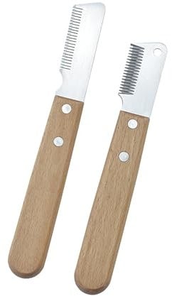 Professional Dog Stripping Knife with Ergonomic Wooden Handle – Hand Stripping Tool for Grooming Border Terriers and Other Breeds (Right-Handed)