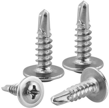 AMANDELIZABE 105 tornillos autorroscantes de acero inoxidable, M4,2 x 16 mm, cabeza Phillips, para chapa, aluminio y madera