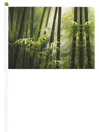 Moso Drapeau à main double face en bambou – 14 x 20,8 cm – Accessoires pour fête, événements sportifs