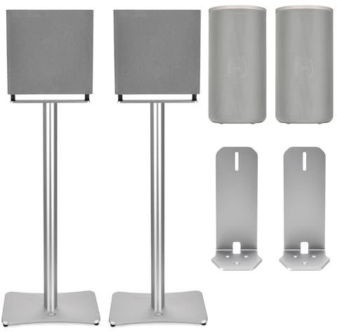 2-Pack Speaker Stand for Sonys HT-A9M2/HT-A9 & SA-RRS5 Wireless Rear Speakers, Speaker Floor Stands with Cable Management, Compatible with Sonys SA-RS5 Home Theater System (Silver)