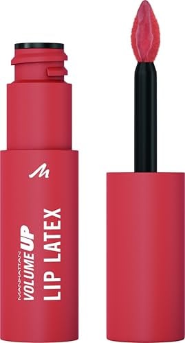 MANHATTAN Volume Up Lip Latex, flüssige Lippenfarbe mit Lip-Stain-Effekt und Latex-Glanz, feuchtigkeitsspendend, Lip-Stain färbt nicht ab, Fb. 200 So Peachy, 6 ml