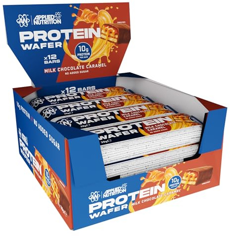 Applied Nutrition Protein Waffelriegel – Proteinreicher Waffel-Snack | 10g Protein pro Riegel, umhüllt von Milchschokolade (39 g Riegel) Karamell