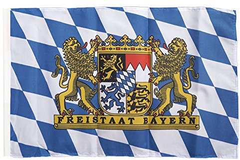 Flaggenfritze Deutschland Flagge Bayern Freistaat 30x45 cm mit Hohlsaum, Bayernfahne wetterbeständig, Polyester, Fanartikel und Dekoration