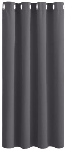 PONY DANCE Blackout Curtain for Bedroom - 52 x 63 Inch Grey Thermal Insulated Light Blocking Eyelet Curtain for Kids/Nursery Room/Kitchen/Living Room, 1 Panel