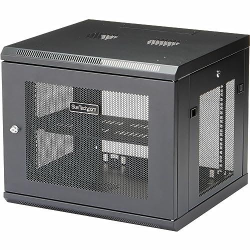 StarTech.com 9U Wall Mount Server Rack Cabinet - 4-Post Adjustable Depth (2 to 19) Network Equipment Enclosure with Cable Management (RK920WALM)