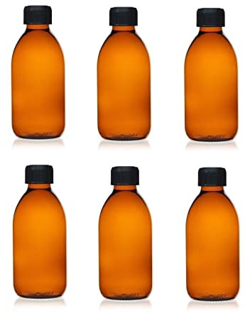 6 x flacons vides en Verre ambré avec Bouchon - Contenance 250 ML - FLB250