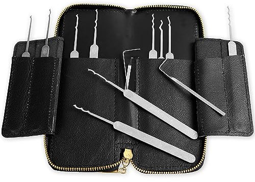 MULTIPICK ELITE 13 Lockpicking Set BOGOTA [13 Teile Teile inkl. Lederetui] Lockpick Tool, Schlösser knacken - Lock Picks inkl. Spanner - Profi Dietrich Set - Profi Lockpicking Kit - Pick Set Kit