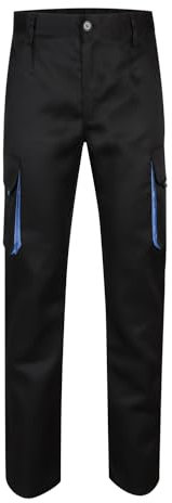 VELILLA 103004pantalón Bicolor Multibolsillos Pantaloni, Nero E Celeste, 38 Uomo