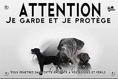 Pets-easy Panneau Attention au chien femelle cane corso