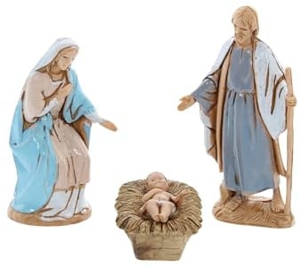 Moranduzzo Krippe mit 3 Figuren für 6,5 cm Krippe – MINI 6,5 – Maßstab 1:30 – Unzerstörbare handbemalte Figuren, Bildhauer M. Landi, Made in Italy