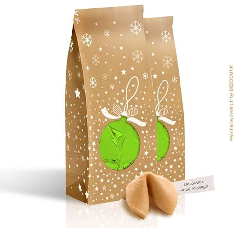2 paquets de 10 FORTUNE COOKIES Made in France à offrir au pied du sapin - Spécial Noël - Cadeau original