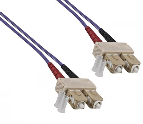 DINIC LWL Kabel OM4, Patchkabel SC/SC Lichtwellenleiter Multimode (3m, violett)